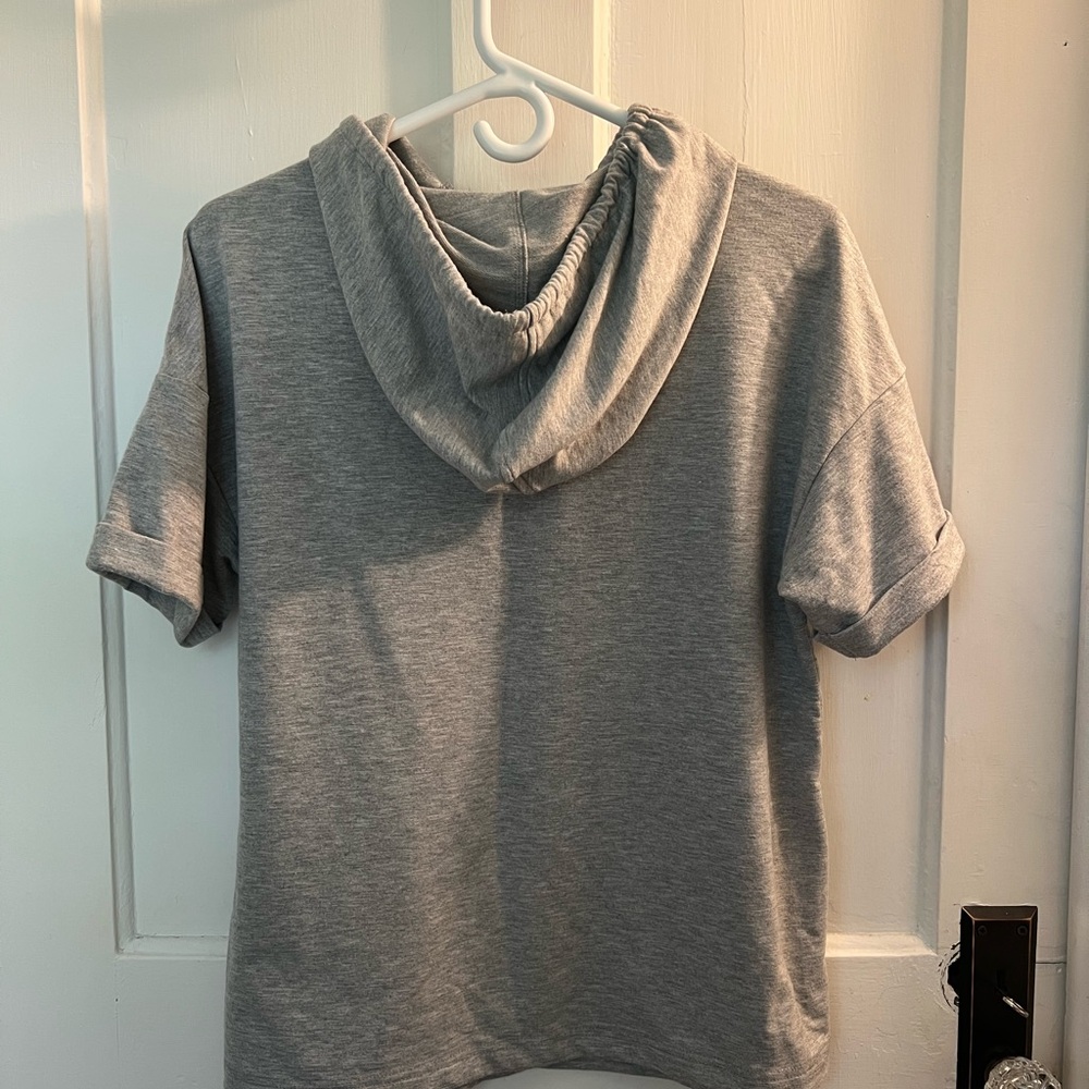 Rae Dunn Gray Short Sleeve Hoodie - Picture 4 of 4